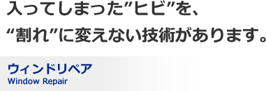 入ってしまった”ヒビ”を、“割れ”に変えない技術があります。ウィンドリペア Window Repair